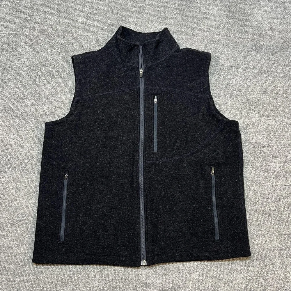 Ibex Vest Mens Large Merino Wool Knit Full Zip Pockets Outdoor Hiking